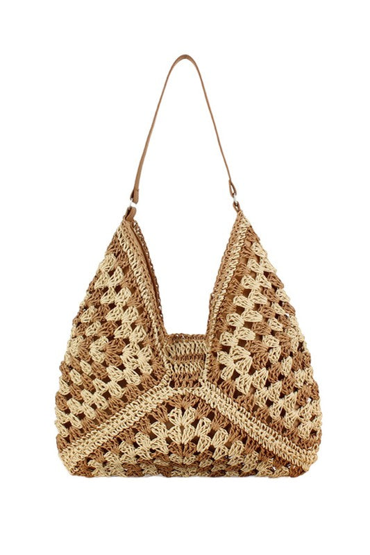 Dahlia Woven Straw Shoulder Bag | Minimal Boho Vegan-Friendly Everyday Tote - NeoKira Unlimited