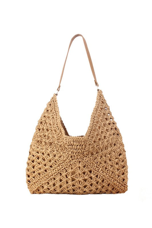 Dahlia Woven Straw Shoulder Bag | Minimal Boho Vegan-Friendly Everyday Tote - NeoKira Unlimited