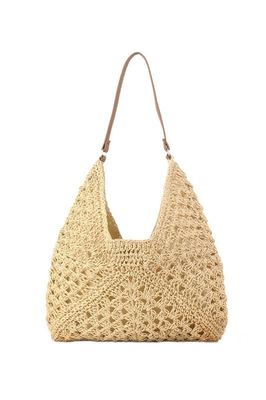 Dahlia Woven Straw Shoulder Bag | Minimal Boho Vegan-Friendly Everyday Tote - NeoKira Unlimited