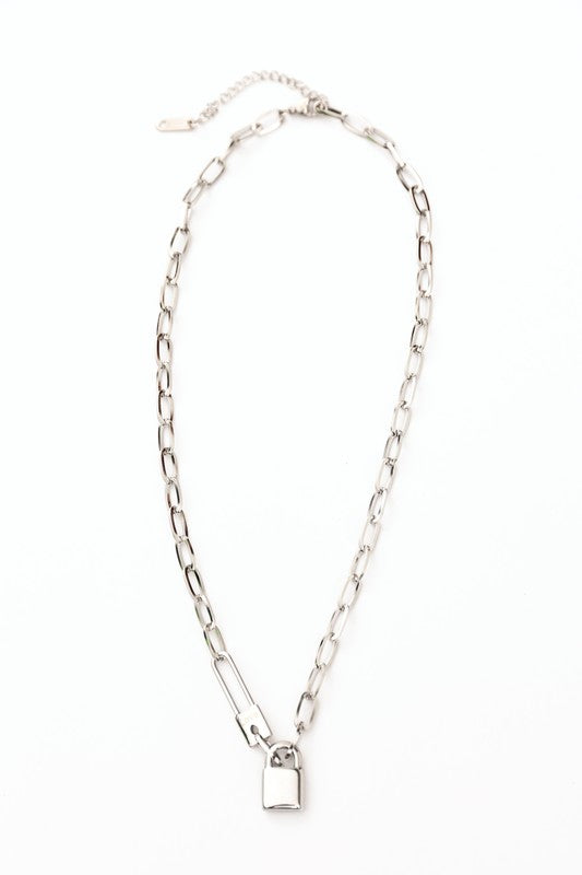 18K Gold Plated Stainless Steel Lock & Clip Chain Necklace - NeoKira Unlimited