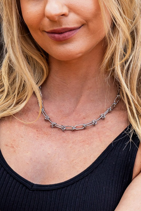 18K STAINLESS STEEL BARBED WIRE CHAIN NECKLACE - NeoKira Unlimited