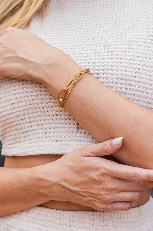 18K STAINLESS STEEL LAYERED PAPERCLIP BRACELET - NeoKira Unlimited