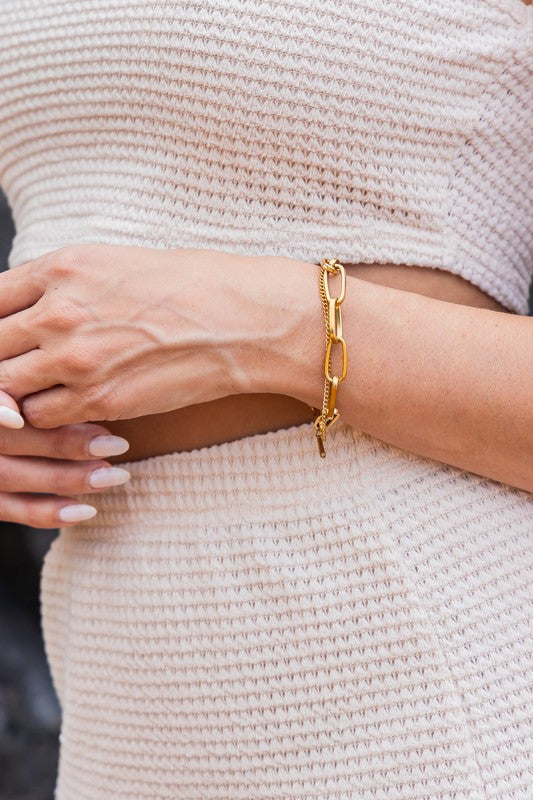 18K STAINLESS STEEL LAYERED PAPERCLIP BRACELET - NeoKira Unlimited