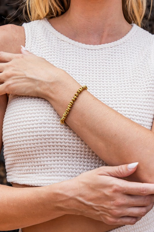 18K STAINLESS STEEL TWISTED BEAD BRACELET - NeoKira Unlimited