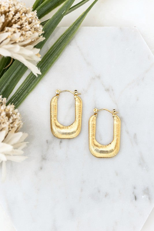 18K STAINLESS STEEL MINI RECTANGLE HOOP EARRING - NeoKira Unlimited