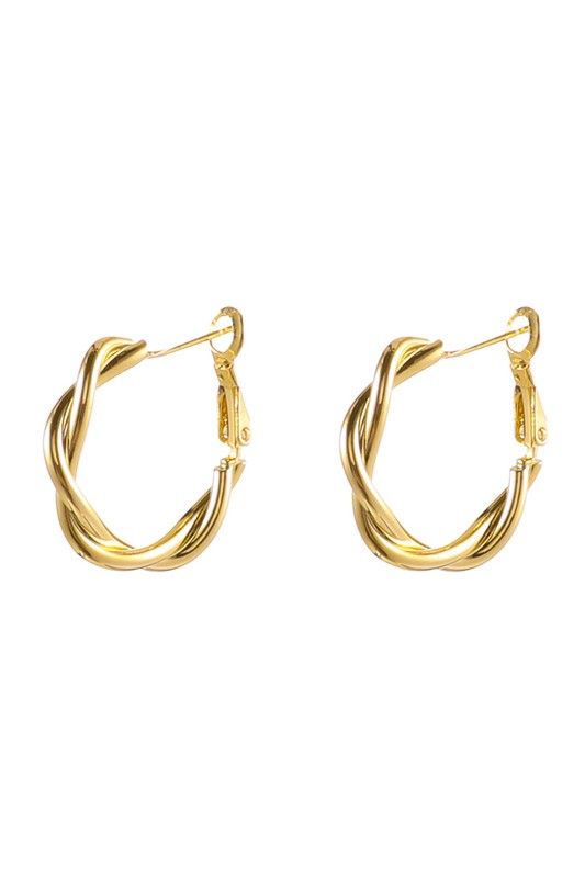 18K STAINLESS STEEL TWISTED HOOP EARRINGS - NeoKira Unlimited