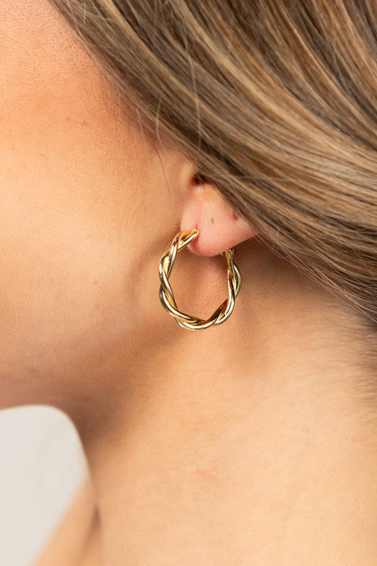 18K STAINLESS STEEL TWISTED HOOP EARRINGS - NeoKira Unlimited