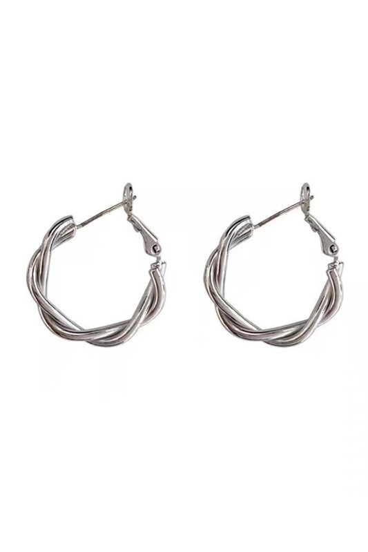 18K STAINLESS STEEL TWISTED HOOP EARRINGS - NeoKira Unlimited