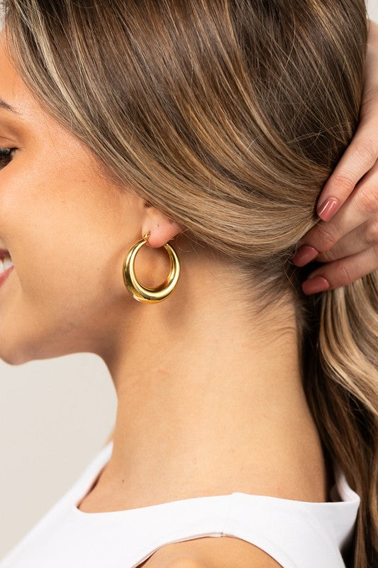 18K STAINLESS STEEL MOD HOOP EARRINGS - NeoKira Unlimited