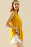 Ninexis Full Size Notched Sleeveless Top Top Trendsi MUSTARD S 