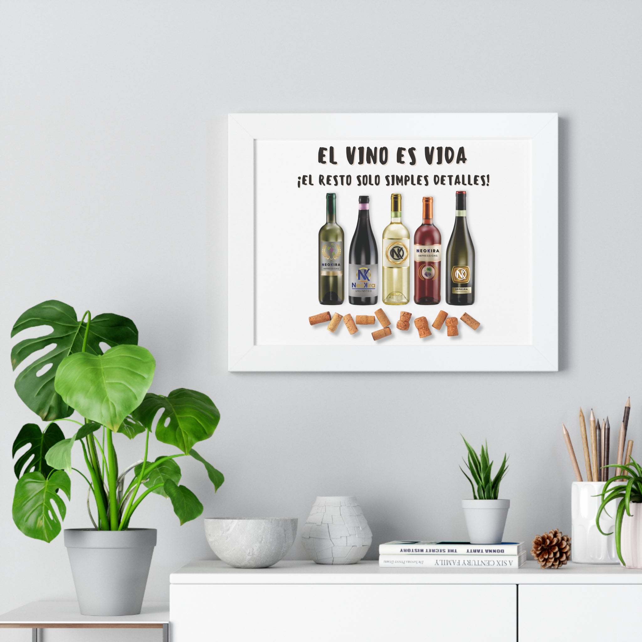 EL VINO ES VIDA Framed Horizontal Poster Poster Printify 16″ x 12″ White 