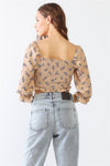 Tasha Apparel Floral Ruffle Smocked Back Ruched Crop Top Top Trendsi   