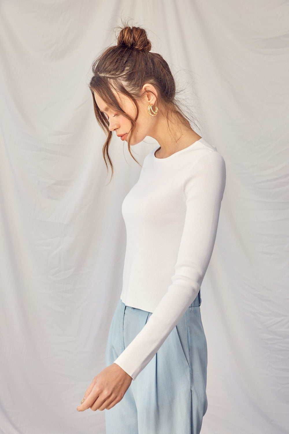 Idem Ditto Twisted Backless Long Sleeve Knit Top - NeoKira Unlimited