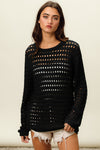 BiBi Round Neck Openwork Knit Cover Up Cover Up Trendsi   