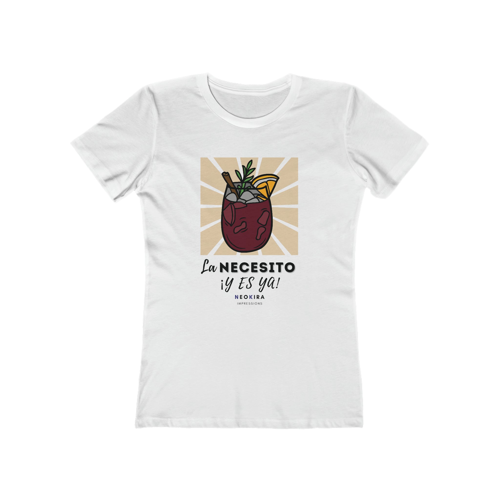 LA NECESITO Y ES YA The Boyfriend Tee for Women T-Shirt Printify Solid White S 