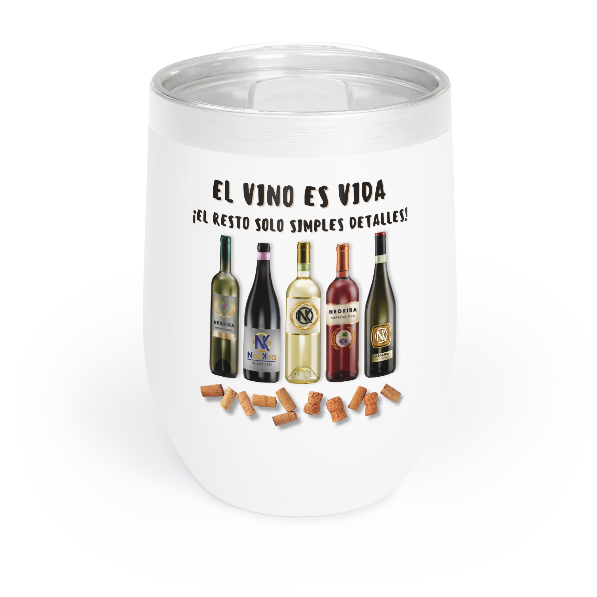 EL VINO ES VIDA Chill Wine Tumbler Wine Tumbler Printify White 12oz 