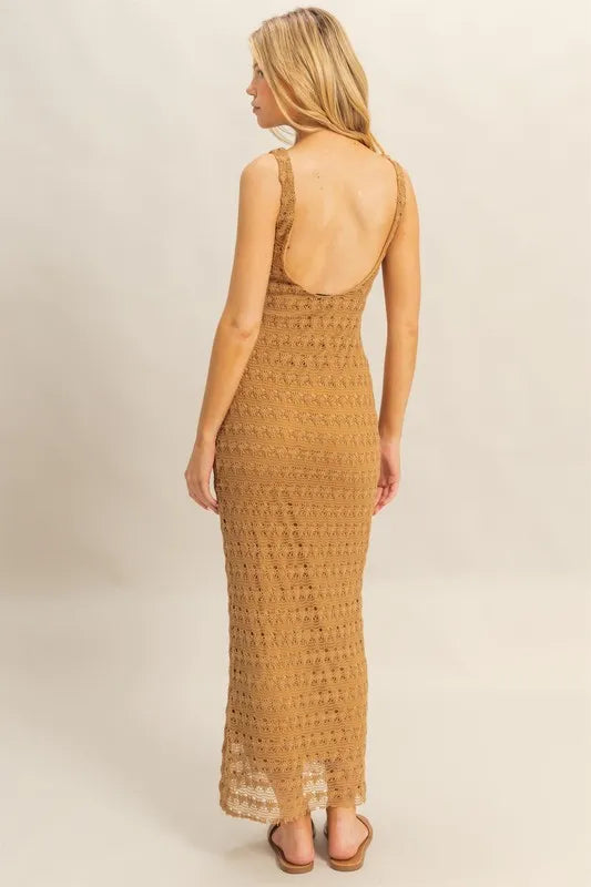 HYFVE Sleeveless Crochet Open Back Maxi Dress - NeoKira Unlimited