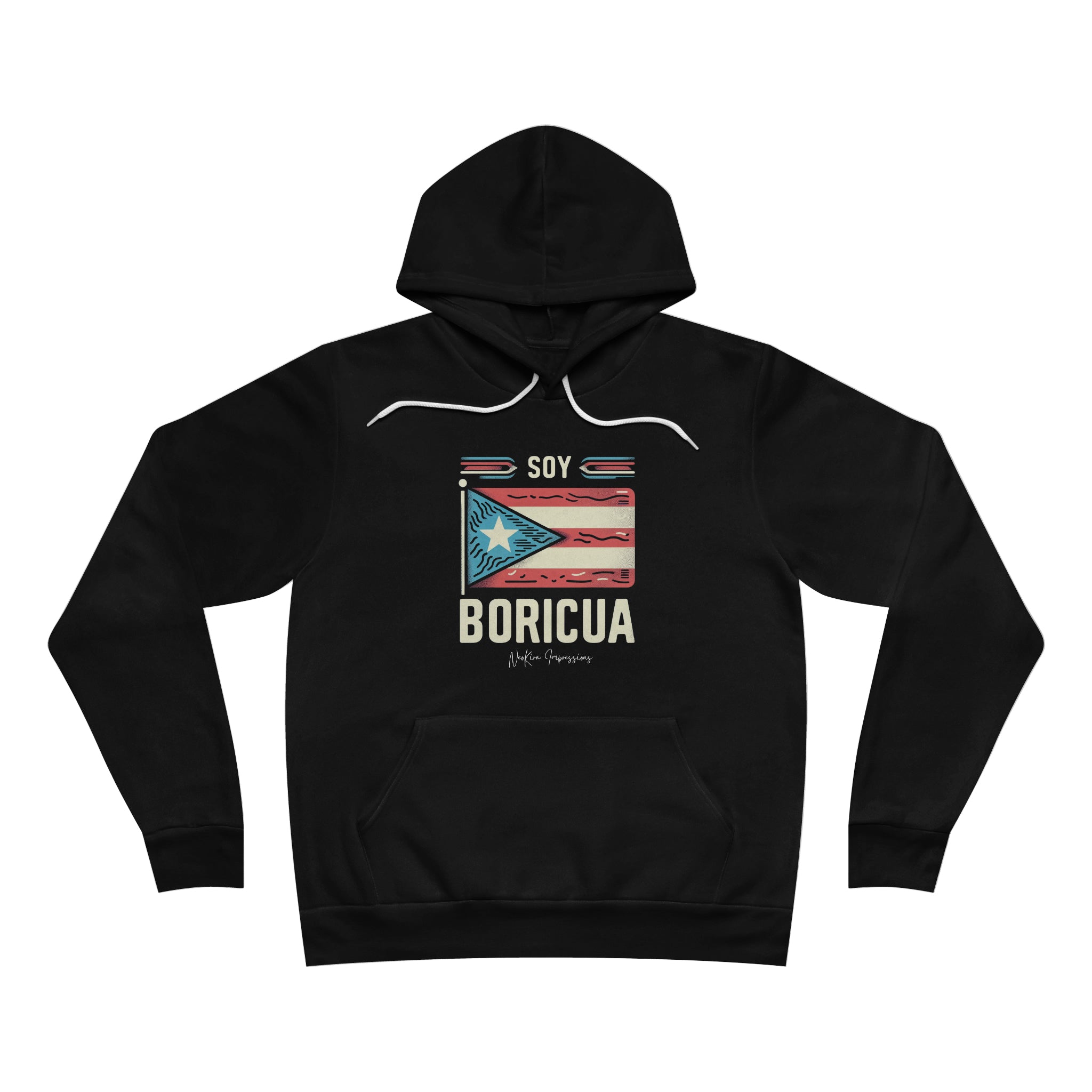 SOY BORICUA - DARK...Unisex Sponge Fleece Pullover Hoodie Hooded Sweater Printify Black XS 