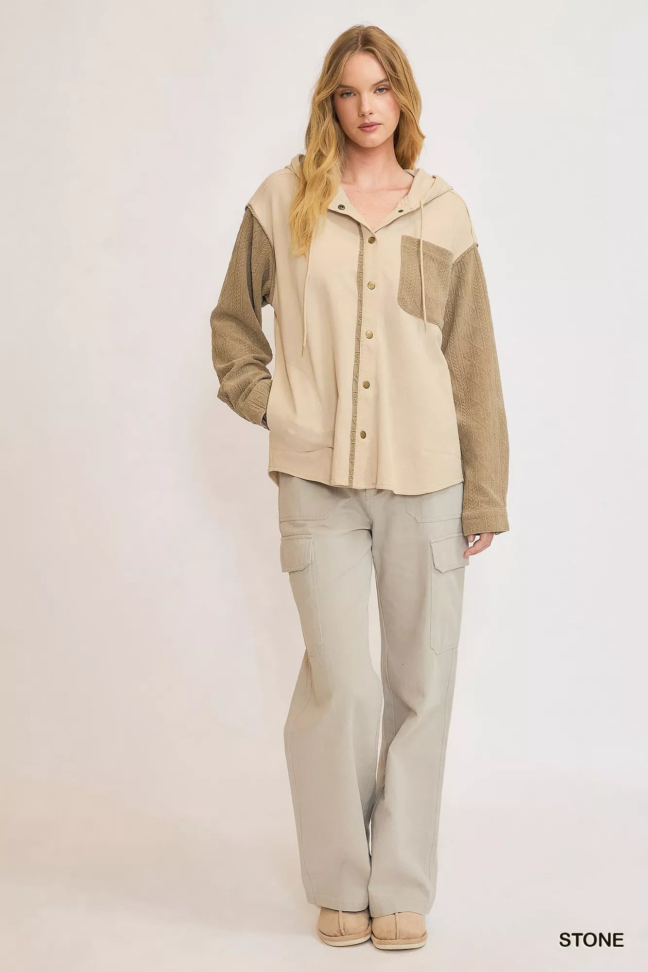 Umgee Washed French Terry Shacket Boho Casual Style - NeoKira Unlimited