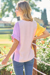 Hailey & Co Full Size Color Block Short Sleeve Top Top Trendsi   