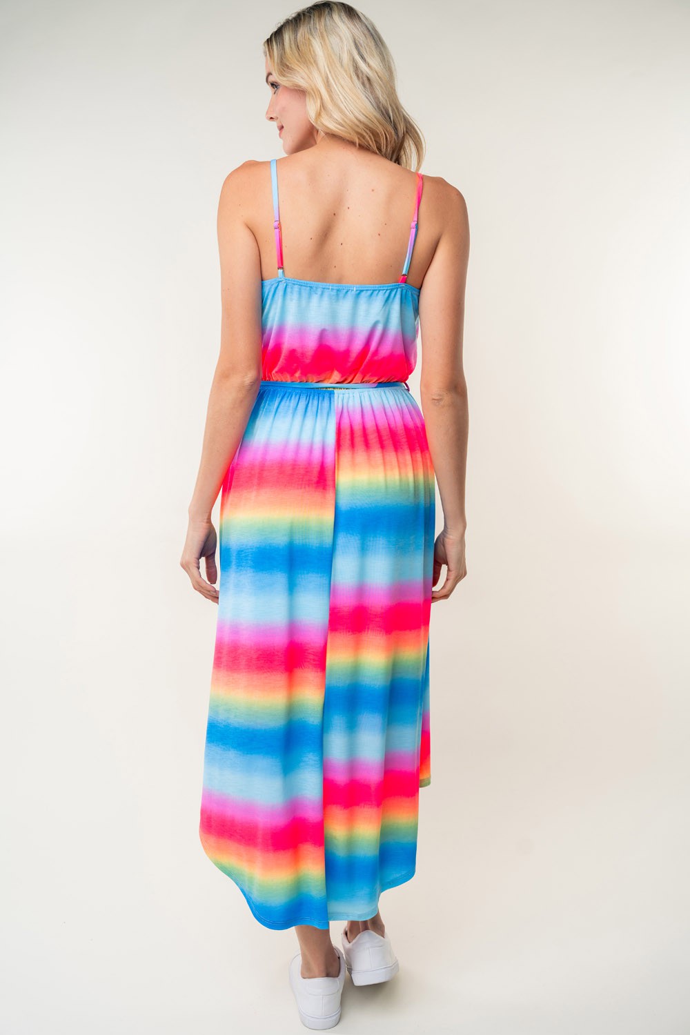 White Birch Full Size Ombre Striped Midi Cami Dress - NeoKira Unlimited