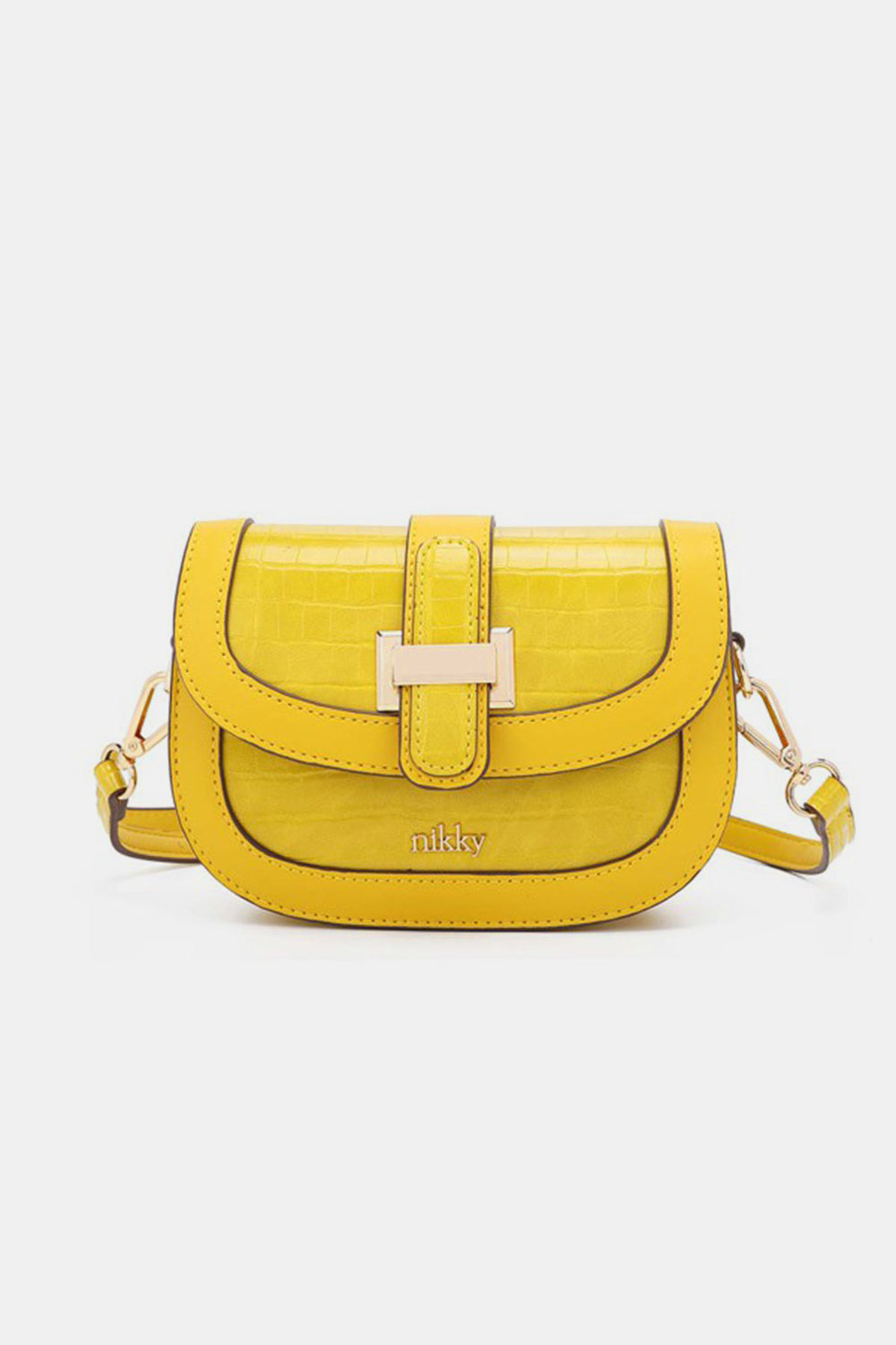 Nicole Lee USA Croc Embossed Crossbody Bag Crossbody Bag Trendsi Yellow One Size 