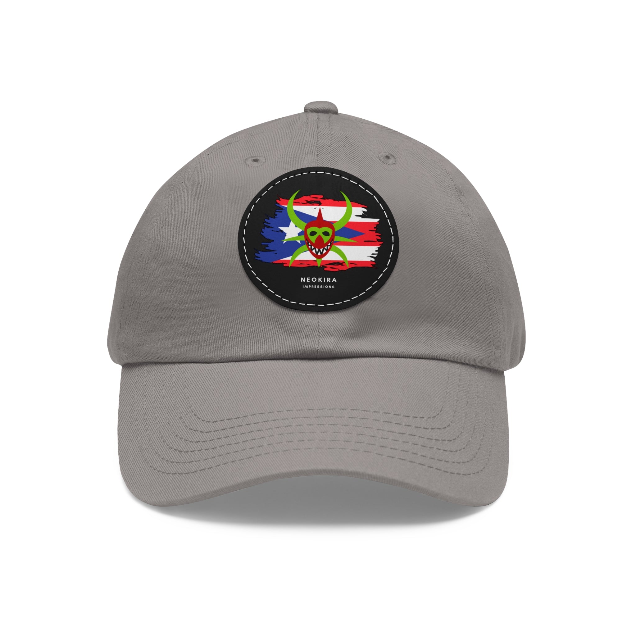 VEJIGANTE Dad Hat with Leather Patch (Round) Caps Printify Grey / Black patch Circle One size