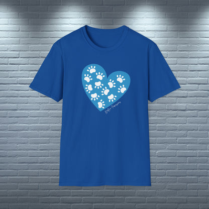 PAW HEART BLUE Unisex Softstyle T-Shirt - NeoKira Unlimited