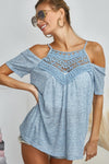 BiBi Front Crochet Lace Adjustable Strap Top Top Trendsi Vintage Denim S 