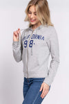 ACTIVE BASIC CALIFORNIA Zip Up Drawstring Long Sleeve Hoodie Hoodie Trendsi   