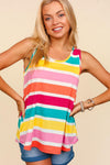 Haptics Round Neck Striped Knit Tank Tank Top Trendsi   