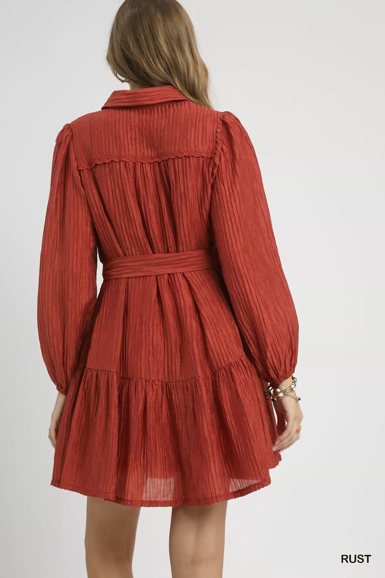 Umgee Crinkle Button-Front Tiered Mini Dress Boho Chic - NeoKira Unlimited