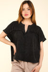 VERY J Nochted Short Sleeve Washed T-Shirt T-Shirt Trendsi Black S 