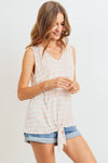 Cotton Bleu by Nu Label Sleeveless Front Tie Striped Top Tank Top Trendsi   