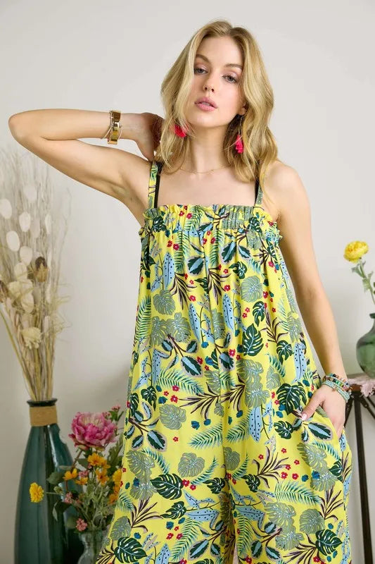 ADORA Elastic Detail Tropical Jumpsuit - NeoKira Unlimited