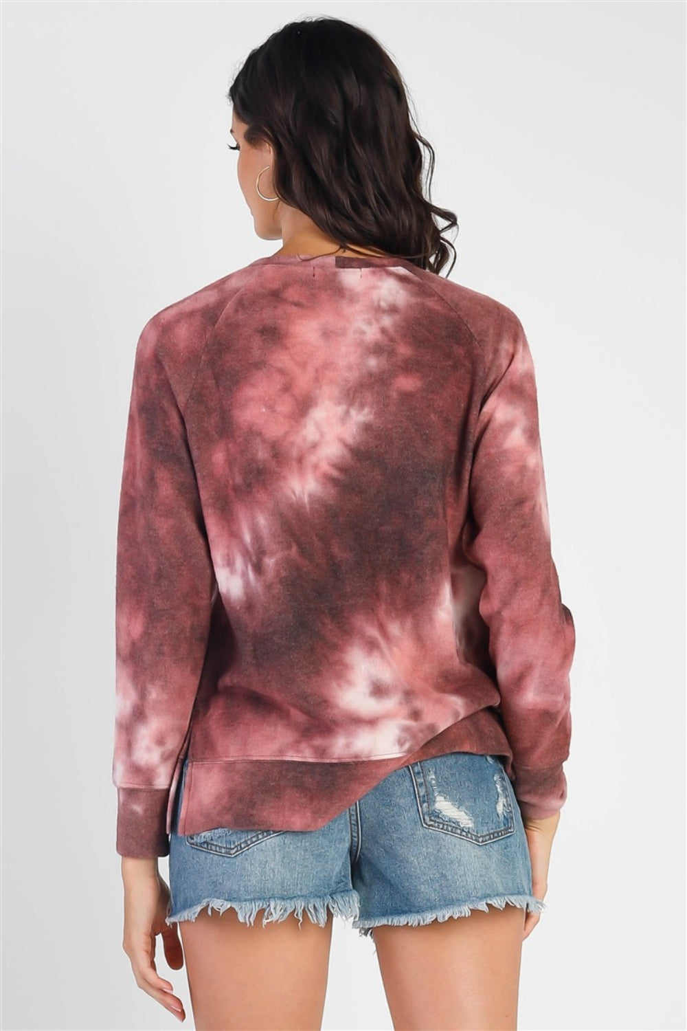 Cherish Apparel Tie-Dye Round Neck Long Sleeve Sweatshirt Sweatshirt Trendsi   