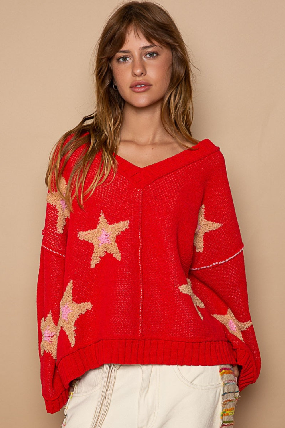 POL Long Sleeve Star Patch Sweater - NeoKira Unlimited