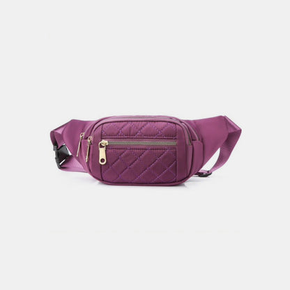 Zenana Quilted Multi Pocket Waist Belt Bag Fanny Packs Trendsi Purple One Size 