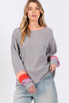 SAGE + FIG Color Block Waffle Knit T-Shirt T-Shirt Trendsi   