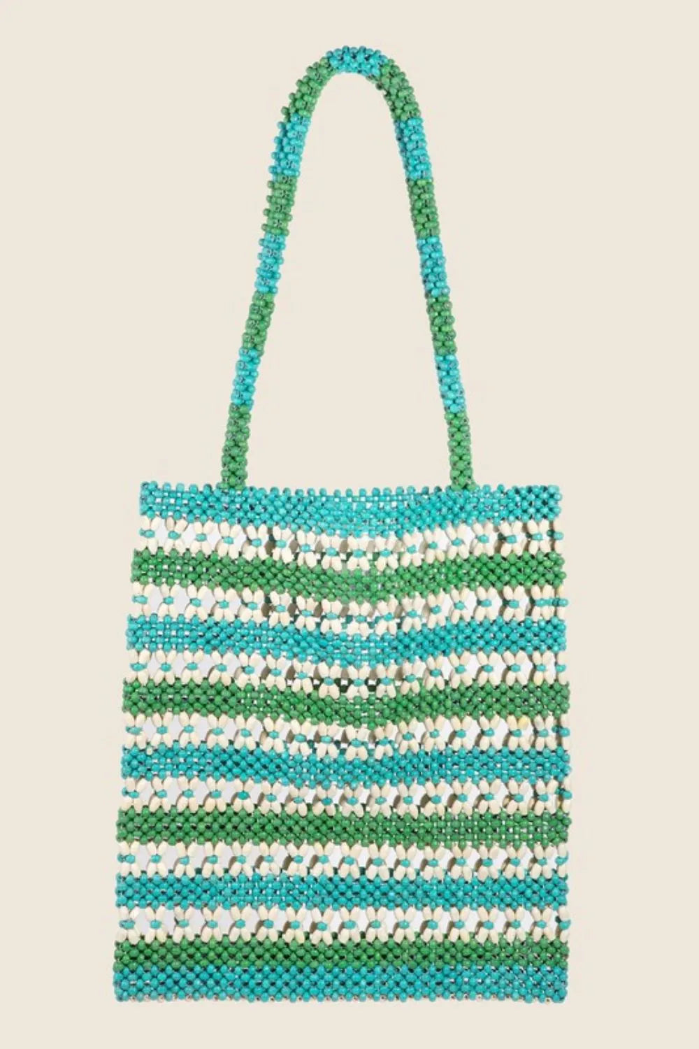 Fame Contrast Wooden Beaded Tote Bag - NeoKira Unlimited
