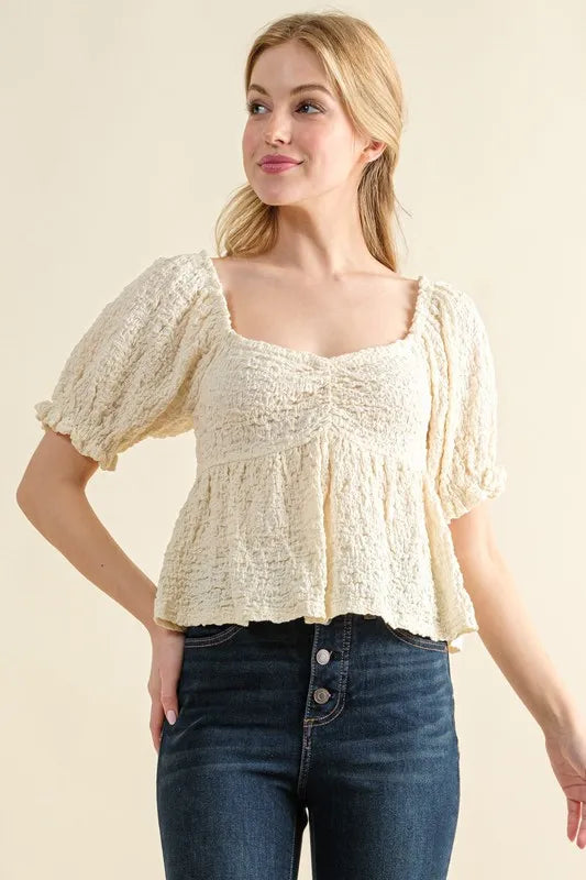 And The Why Lovely Textured and Smocked Top - NeoKira Unlimited