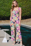 ODDI Full Size Floral Sleeveless Wide Leg Jumpsuit Jumpsuits Trendsi   