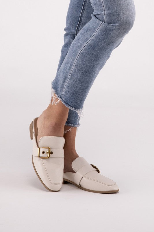 Chantal-S Buckle Backless Slide Loafers – Sophisticated Modern - NeoKira Unlimited