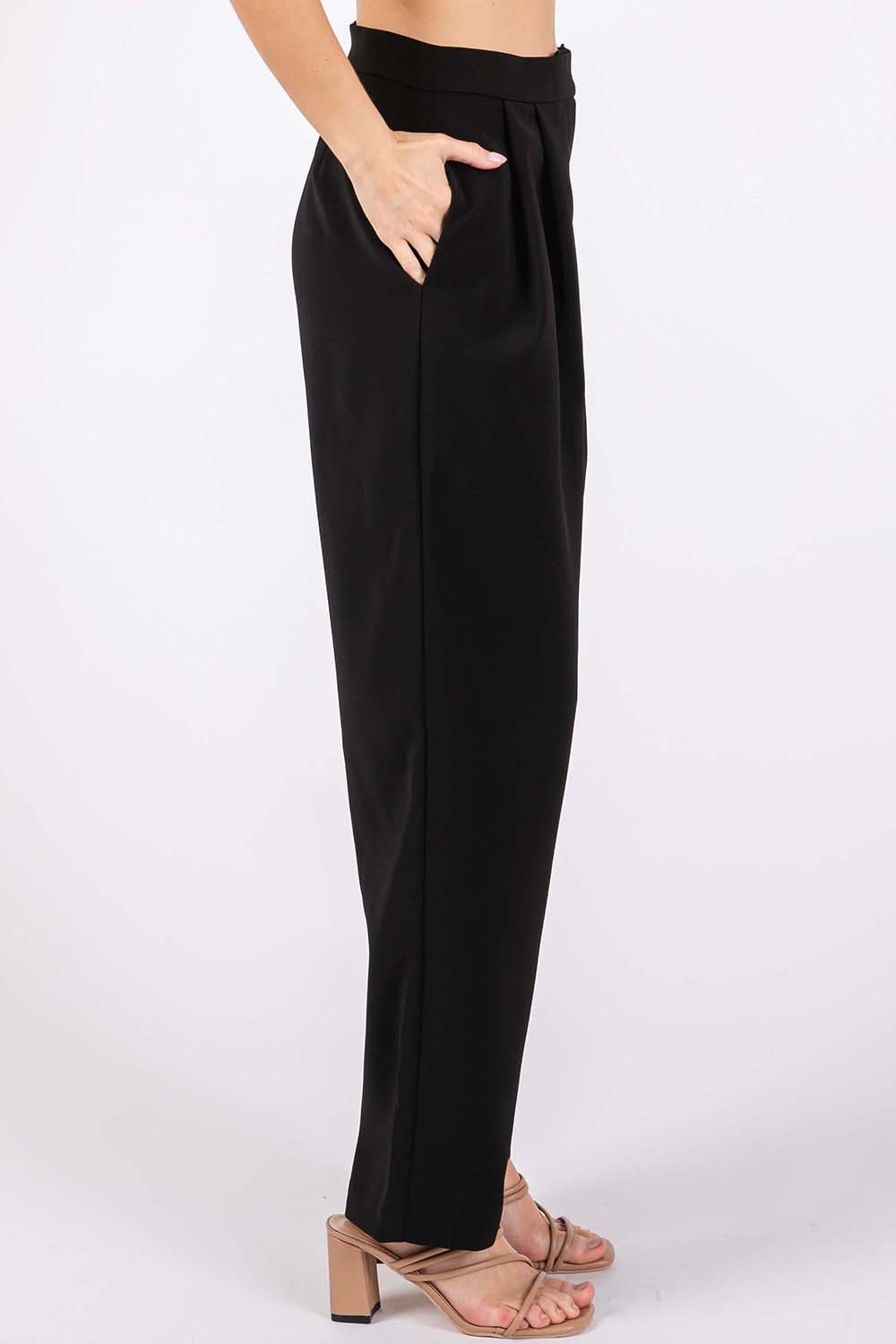 GeeGee High-Waisted Pleated Pants Pants Trendsi   