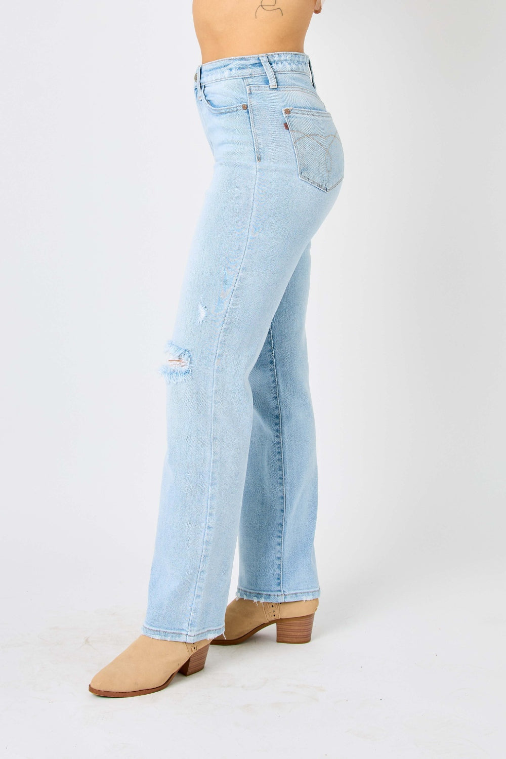 Judy Blue Full Size High Waist Distressed Straight Jeans - NeoKira Unlimited