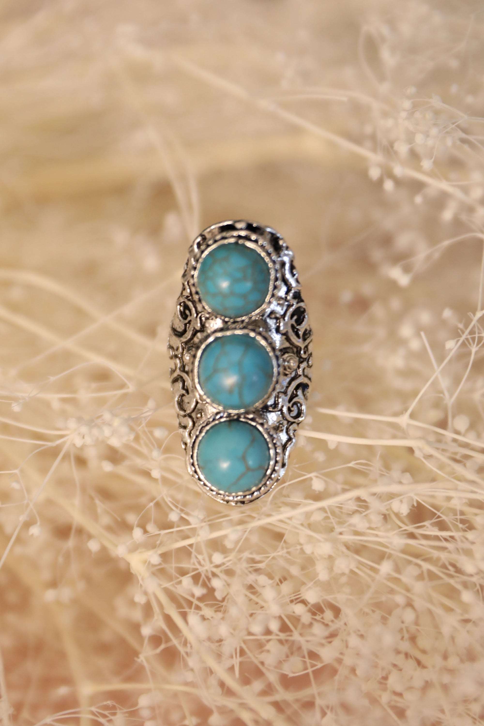 3-Tier Turquoise Ring Adjustable Ring Leto Collection   