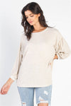 Cherish Apparel Drop Shoulder Puff Sleeve Top Top Trendsi Oatmeal Ivory S 