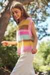 Crochet Multi Striped Pullover Knit Sweater Vest Sweater Vest Davi & Dani   