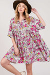 SAGE + FIG Floral Button Down Mini Shirt Dress Mini Dress Trendsi Multi S 