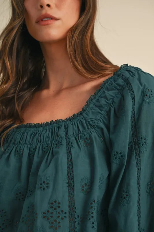 MABLE Embroidered Scalloped Lace Top and Short Set - NeoKira Unlimited